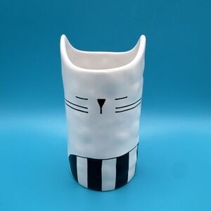 IKEA Fatalig Kitty Cat Vase Brush Pencil or Toothbrush Holder Black White Modern